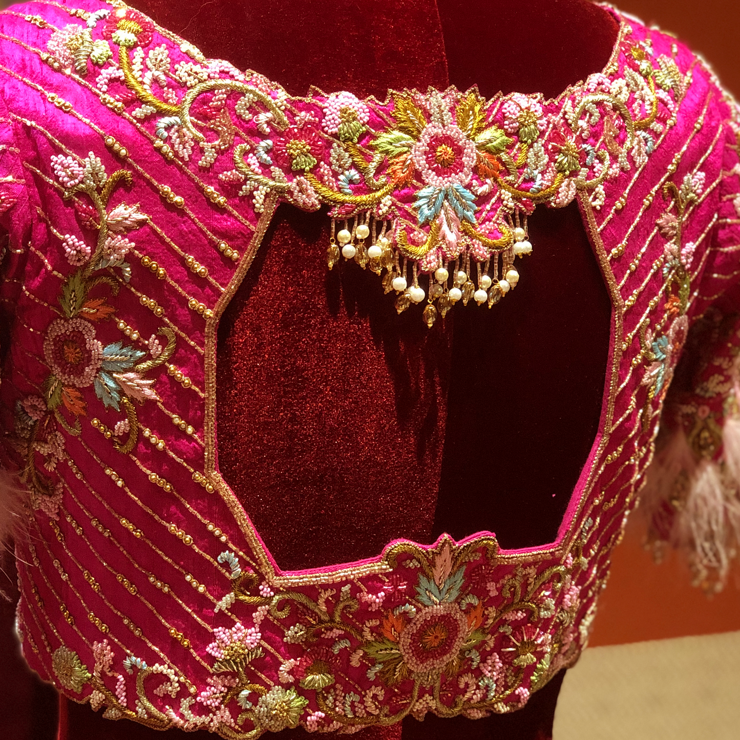 Beaded Cutwork Blouse with Blingy Feathers (excluding fabric cost)