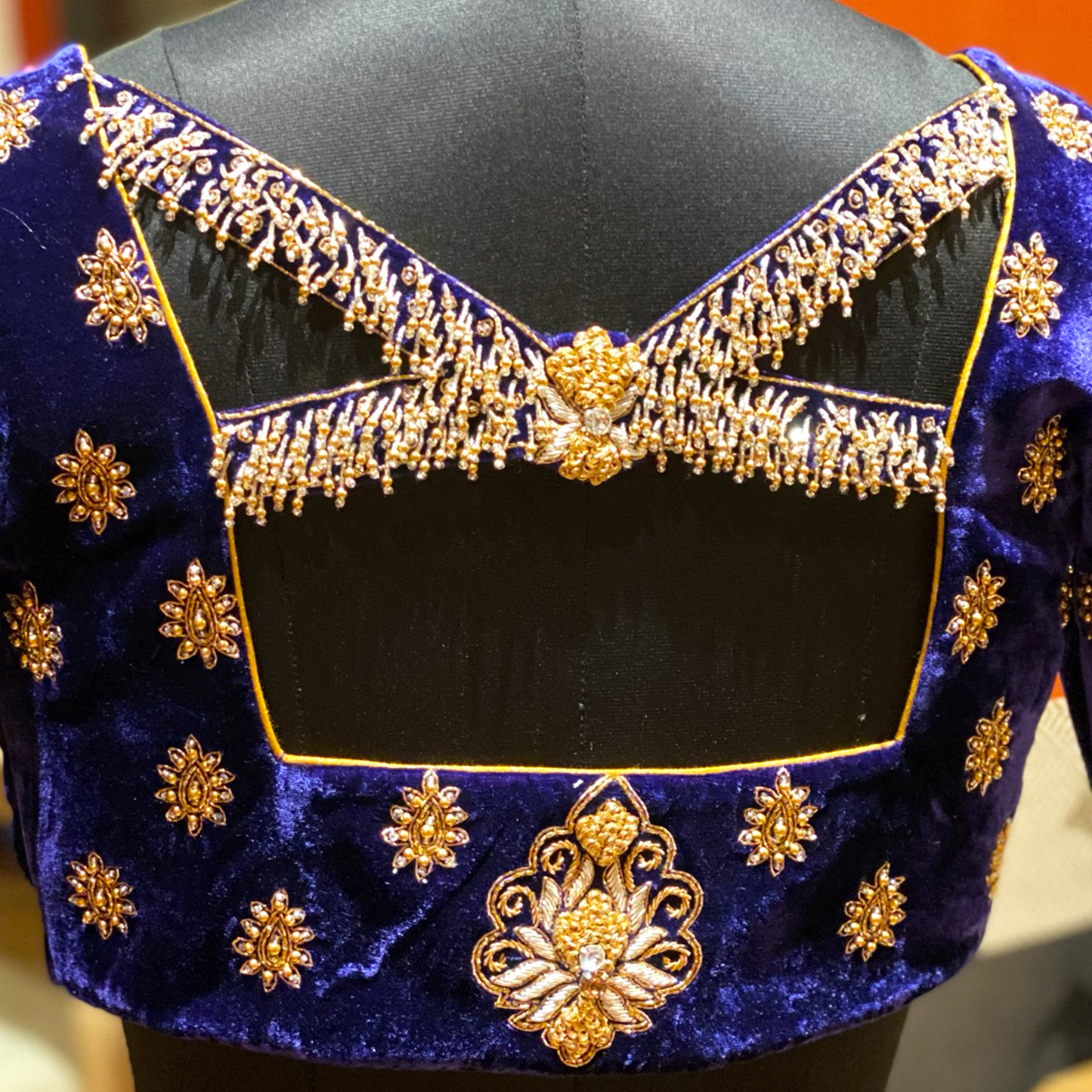 Silver & Golden Zardosi Embroidered Blouse (excluding fabric cost)