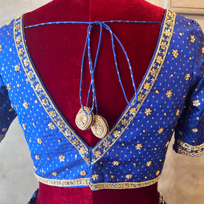 Golden Glass Beaded Embroidered Blouse (excluding fabric cost)
