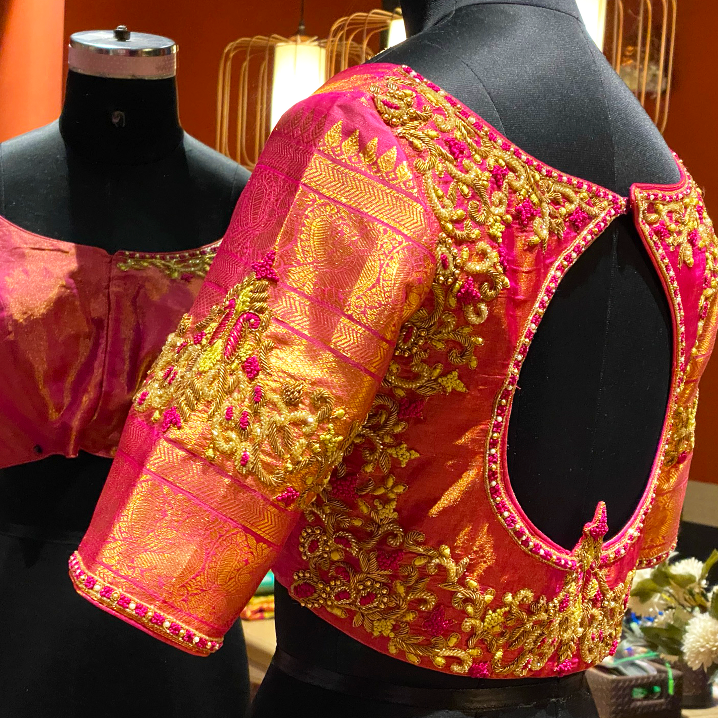 Asymmetric Glass Beaded Threadwork Blouse (excluding fabric cost)