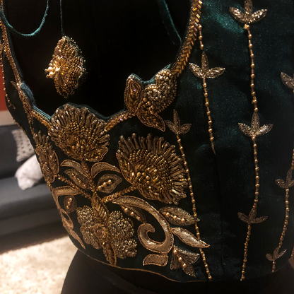 Asymmetric Zardosi & Zari Hand Embroidered Blouse (excluding fabric cost)