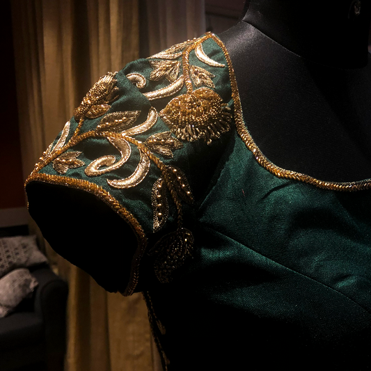 Asymmetric Zardosi & Zari Hand Embroidered Blouse (excluding fabric cost)