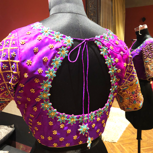 Glass Beaded Threadwork Embroidered Blouse (excluding fabric cost)