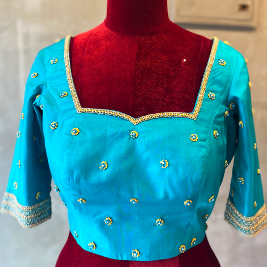 Glass Beads & Threadwork Embroidered Blouse (excluding fabric cost)