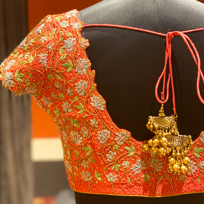 Finely Embellished Glass Beaded Threadwork Blouse (excluding fabric cost)