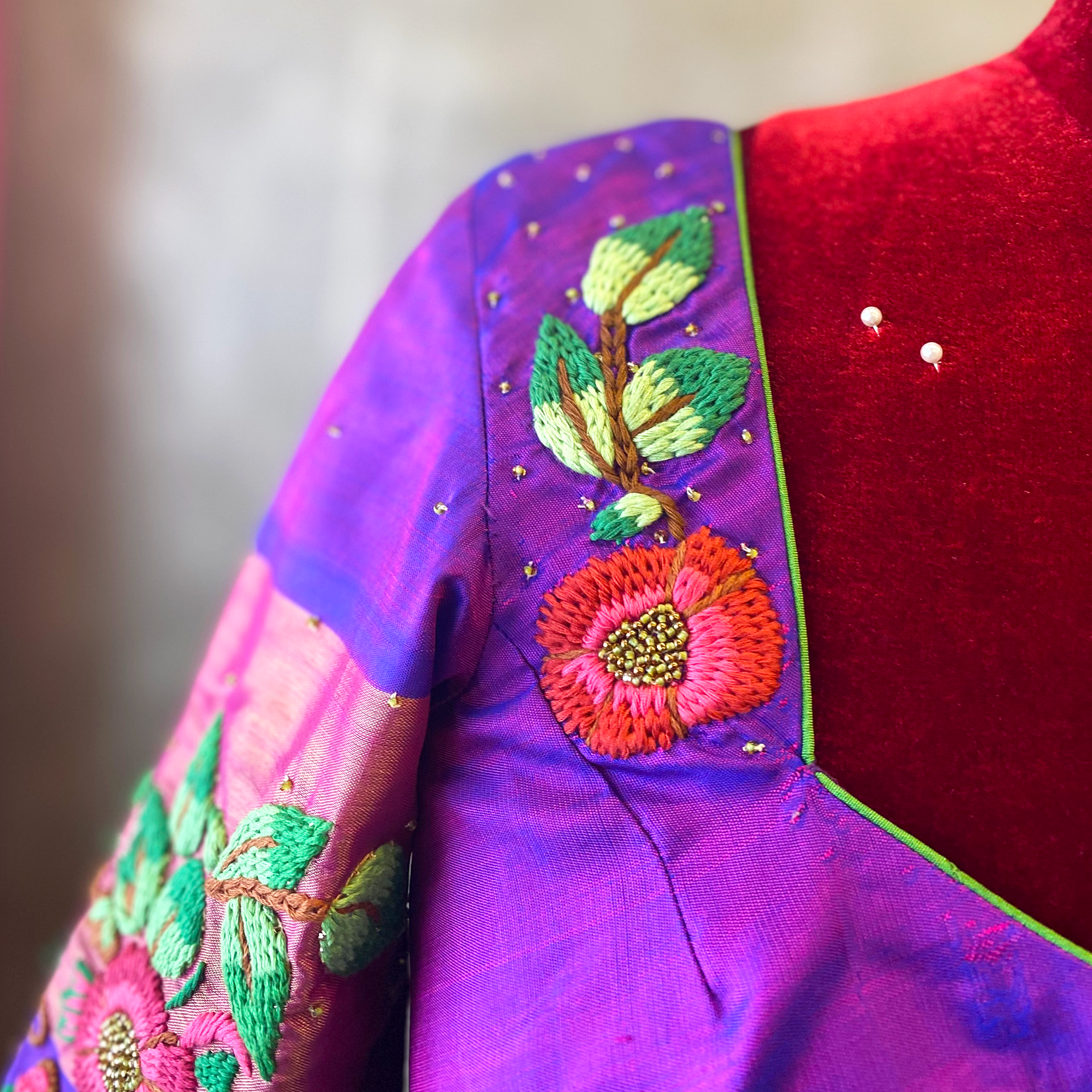 Multicolour Resham Hand embroidered Corset blouse – Talking Threads