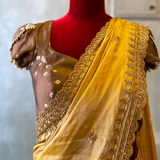 Golden Beaded Patterned Blouse (excluding fabric cost)