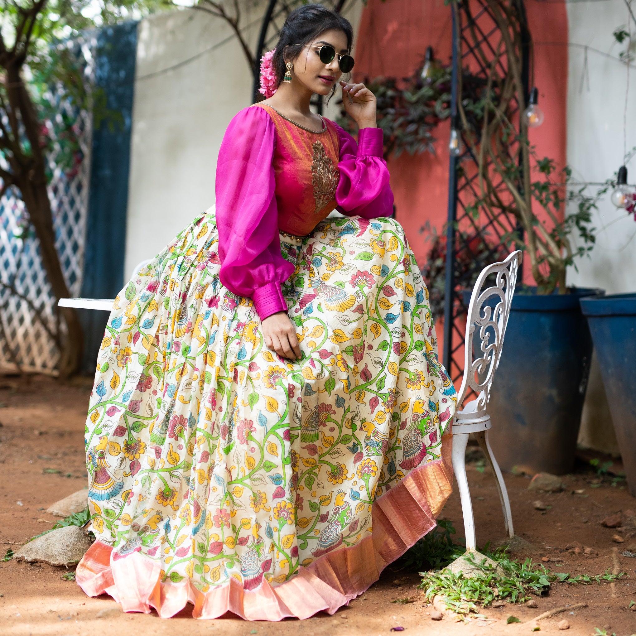 Pin by Sahithya Marri on My Uploads | Kalamkari dresses, Half saree designs,  Indian designer outfits